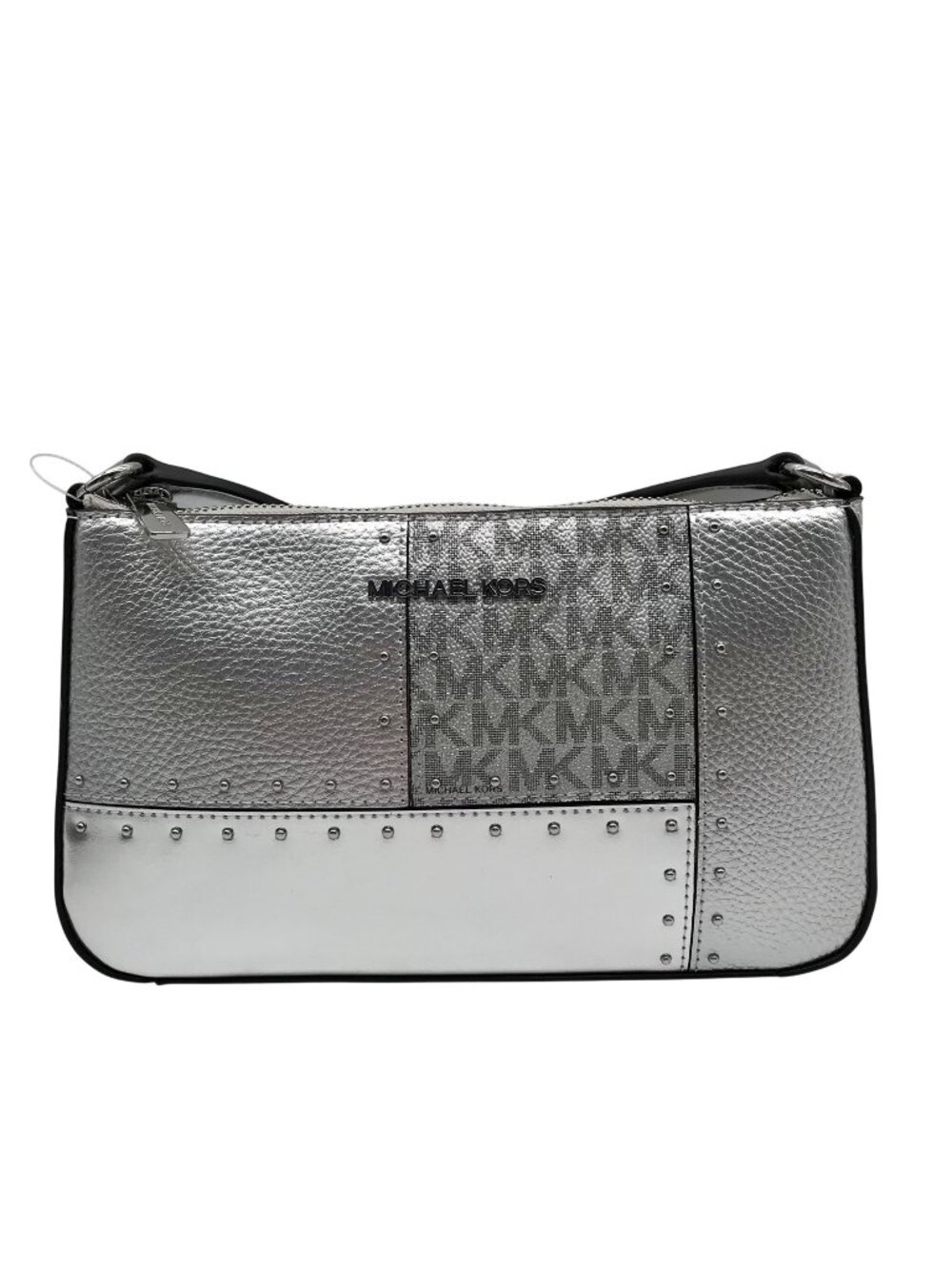 Michael Kors Silver Leather Jet Set Travel Tech Crossbody Bag